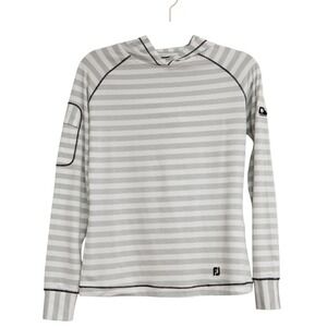 FootJoy FJ Ladies Pullover Golf Hoodie Gray and White Striped Size XS - SO SOFT!